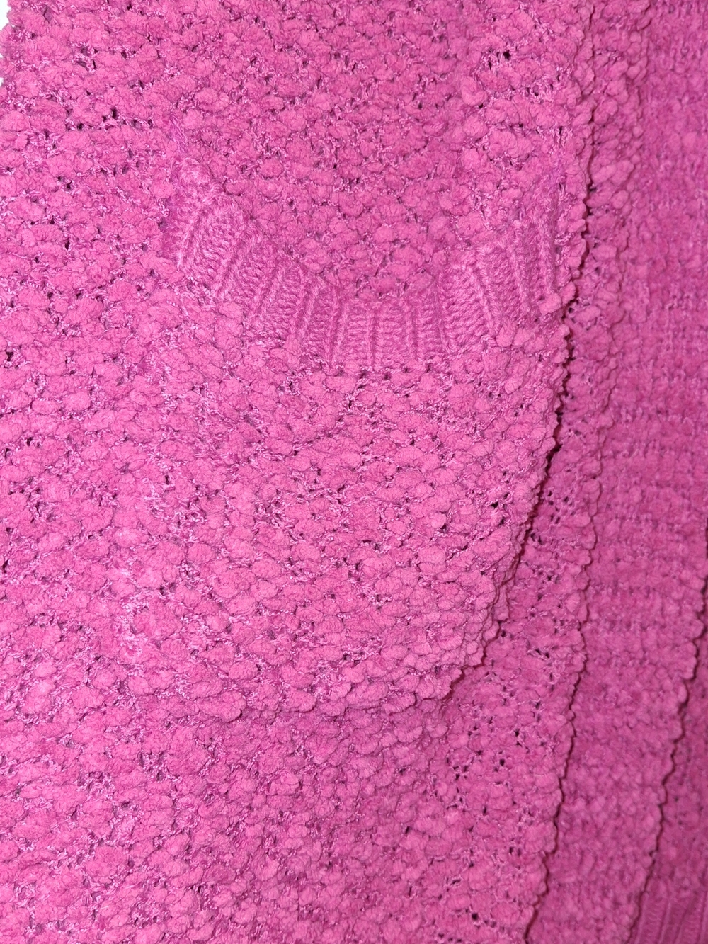 Pulse Plush Open-Front Dark Pink Popcorn Cardigan Sweater, 2xl - Picture 4 of 5